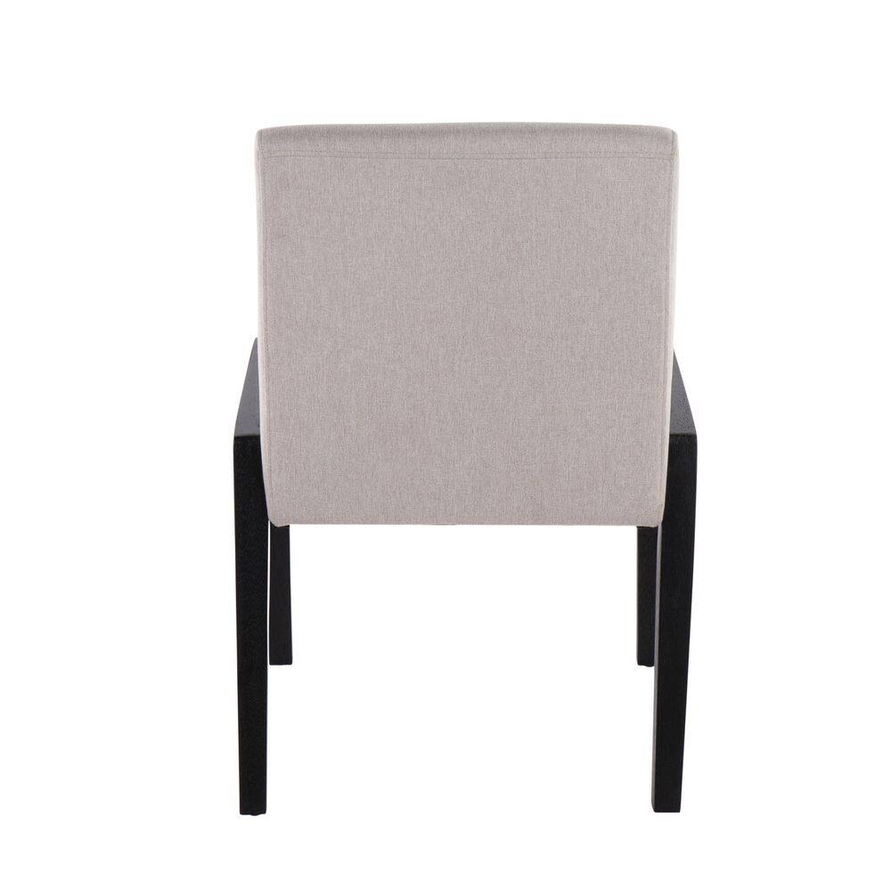 Carmen Beige Fabric and Black Wood Velvet Dining Chairs - Set of 2