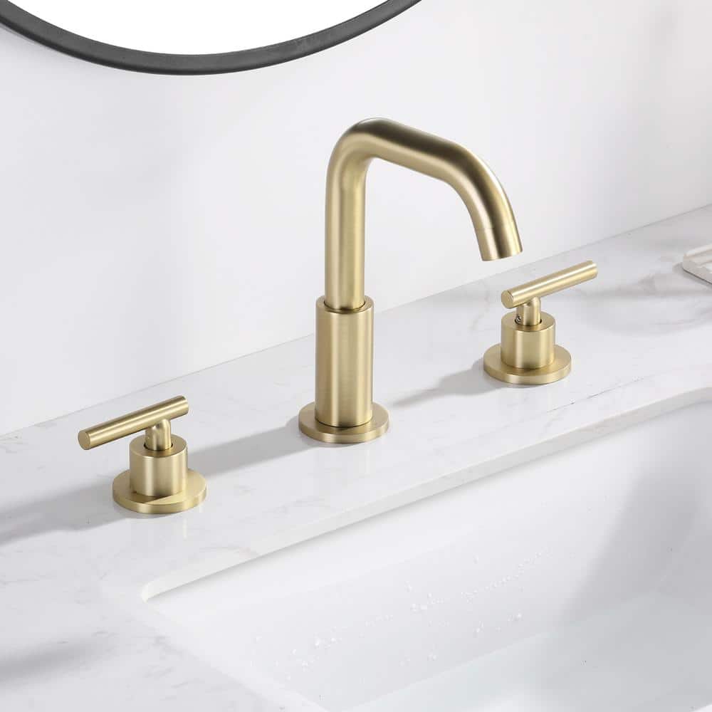 Brushed Gold Solid Brass Widespread Bathroom Faucet