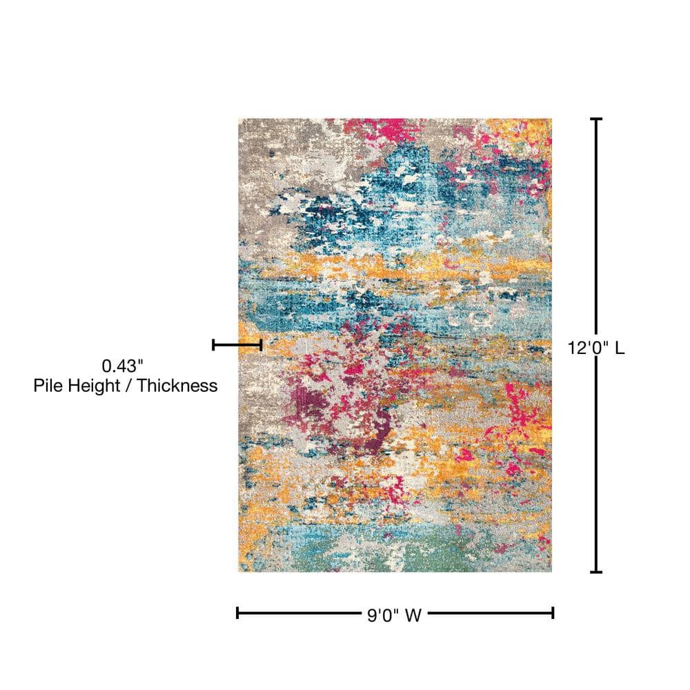 9' x 12' Multicolor Abstract Synthetic Area Rug