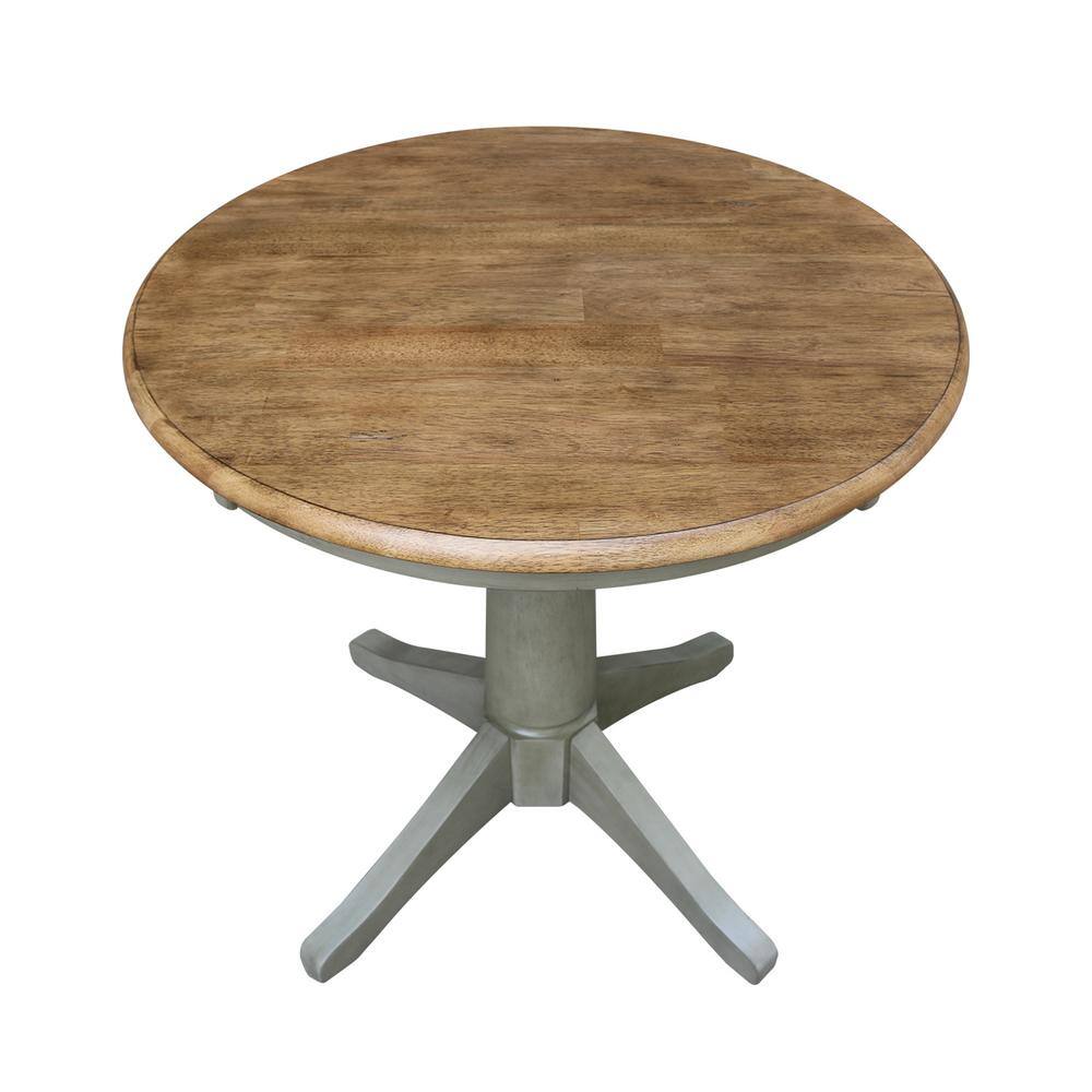 Distressed Hickory Stone 33" Round Solid Wood French Country Dining Table
