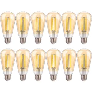 100-Watt Equivalent ST19 Dimmable LED Straight Filament Vintage Edison Light Bulb E26 Base, 2450K Warm White (12-Pack)
