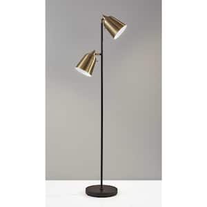 57.5 in. Black 2 Light 1-Way (On/Off) Standard Floor Lamp for Liviing Room with Metal Lighthouse Shade