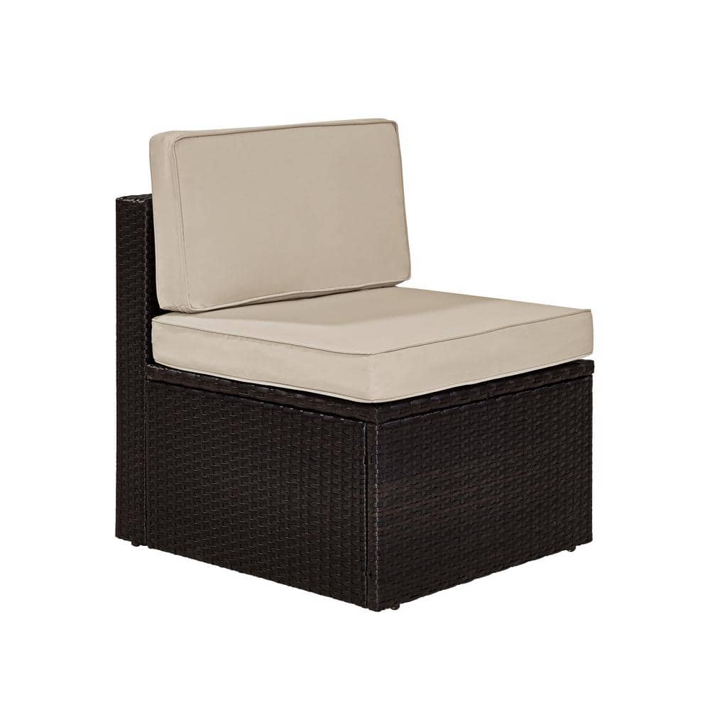 Sand and Brown Steel Wicker Outdoor Bistro Chair