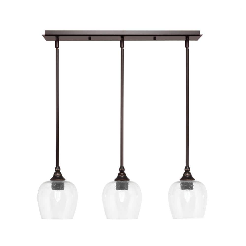 Livingston 100-Watt 3-Light Brown Shaded Pendant Light with 6 in. Clear Bub