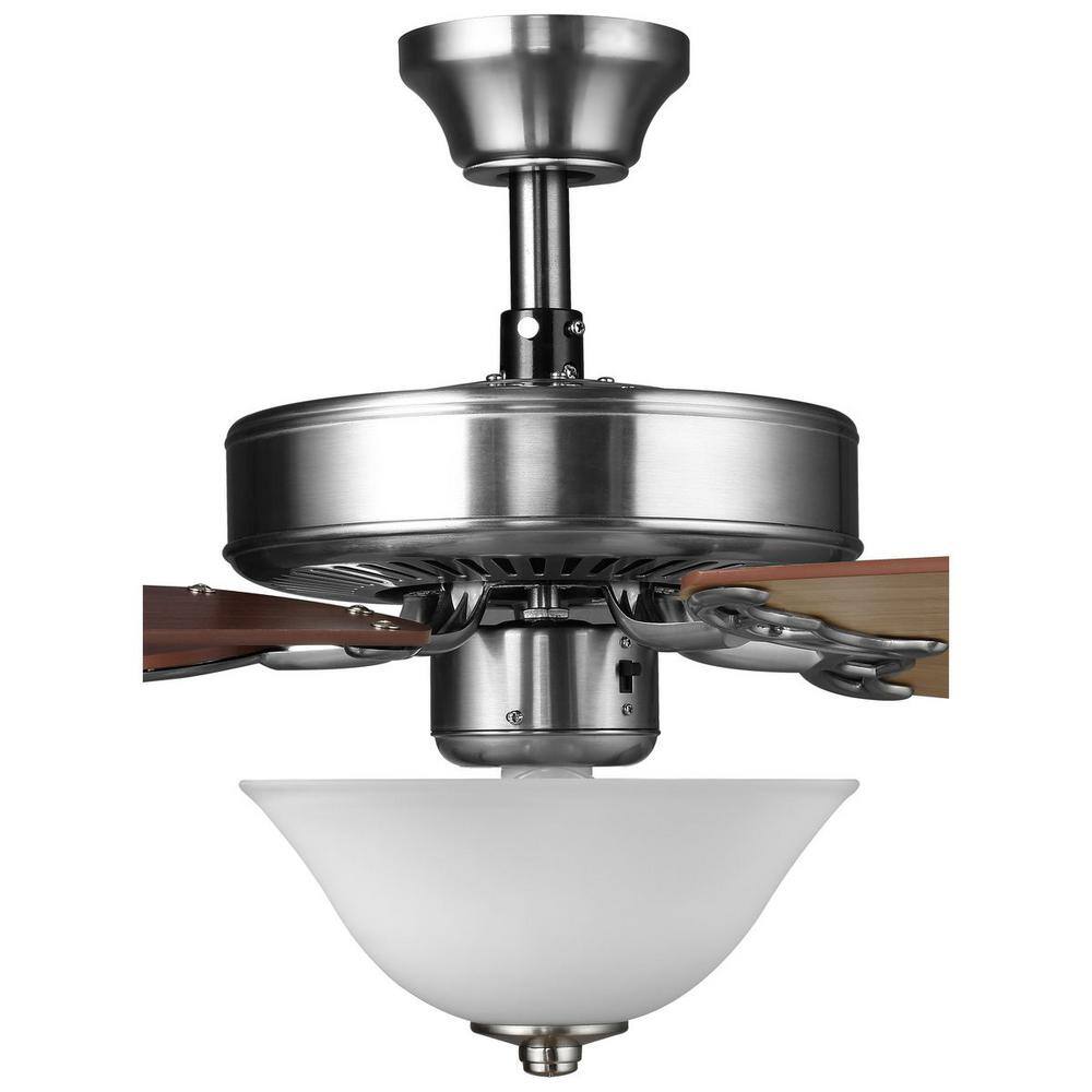 Brushed Nickel 52" Ceiling Fan with Reversible Blades and Light Kit