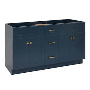 Hamlet 60 in. W x 21.5 in. D x 34.5 in. H Double Freestanding Bath Vanity Cabinet without Top in Midnight Blue