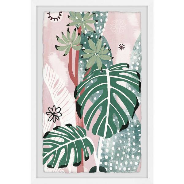 "Variegated Monstera" by Parvez Taj Framed Nature Art Print 45  in. x 30 in. JLEFB138WFPFL45 - The Home Depot