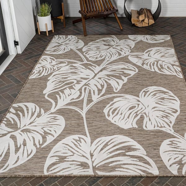 Covington Monstera Cream/Multi Area Rug 7.10X7.10 - Rugs Town