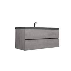 48 in. W Floating Single Sink Bath Vanity in Grey with Matt black Top