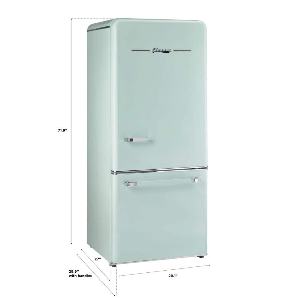 Summer Mint Green 18 Cu. Ft. Bottom Freezer Refrigerator with Ice Maker