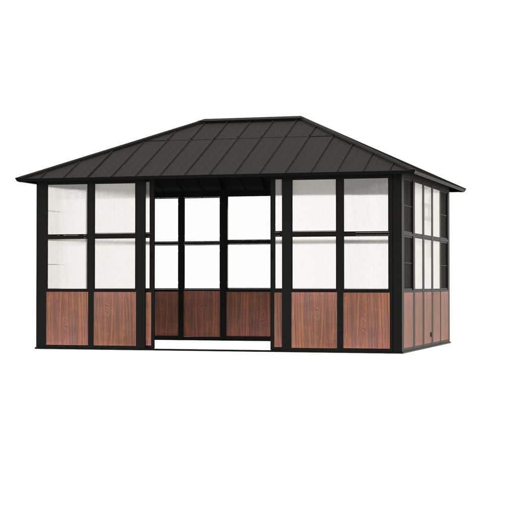 Ultra Series 12 ft. x 16 ft. Sunroom Hardtop Gazebo with TV Bracket, Double Roof Screen House price history on PriceWatchPro