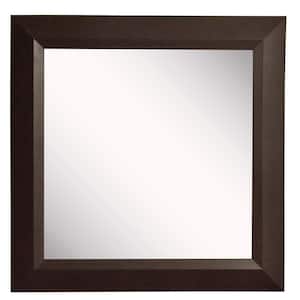 34 in. W x 34 in. H Framed Square Bathroom Vanity Mirror in Brown