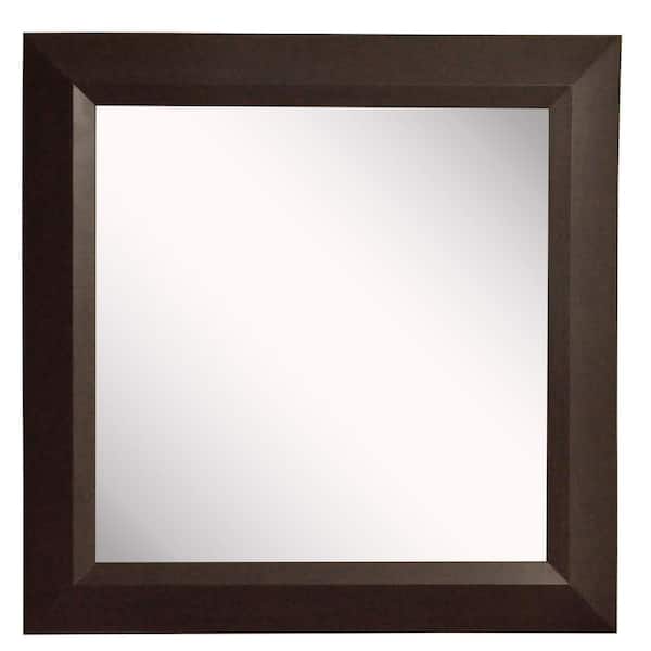 Unbranded 27 in. W x 27 in. H Framed Square Bathroom Vanity Mirror in Brown