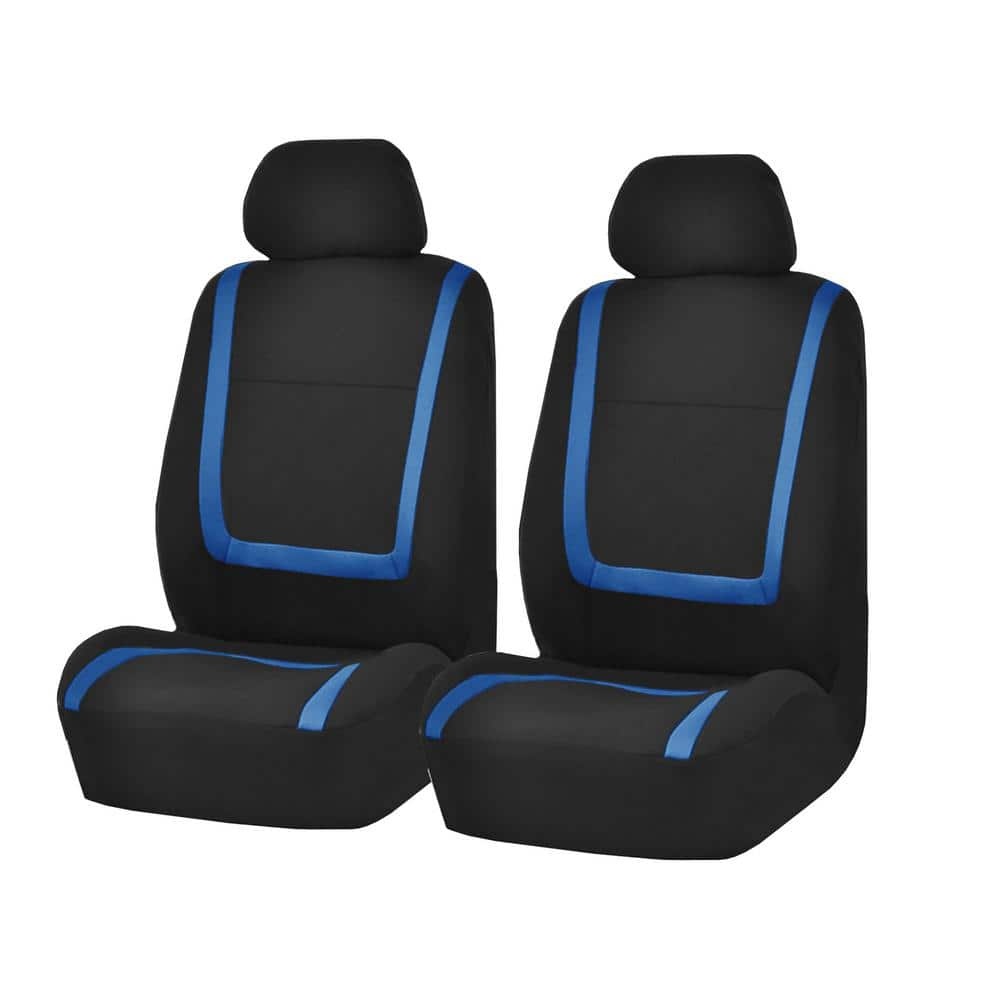 FH Group Galaxy13 Metallic Striped Deluxe Leatherette 47 in. x 1 in. x 23 in. Full Set Seat Covers, Blue