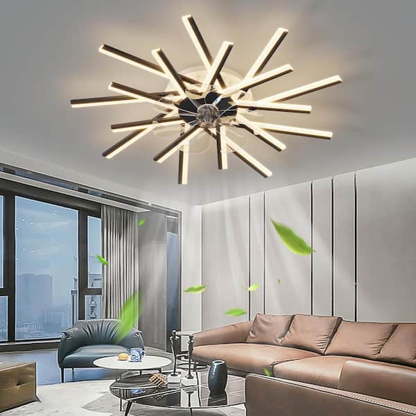 36 in. Indoor Black Ceiling Fan with Adjustable White Integrated LED, Remote Included