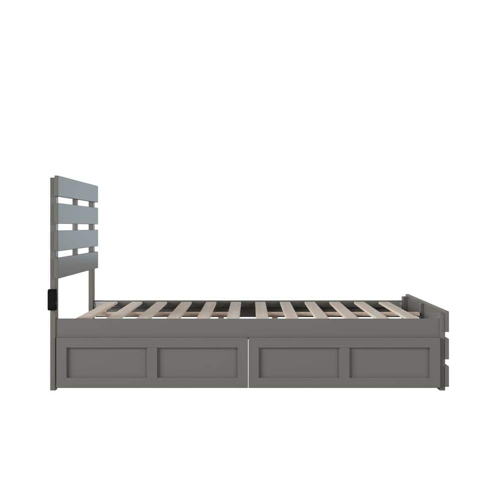 Oxford Gray Full Bed with USB Charger and Storage Drawers