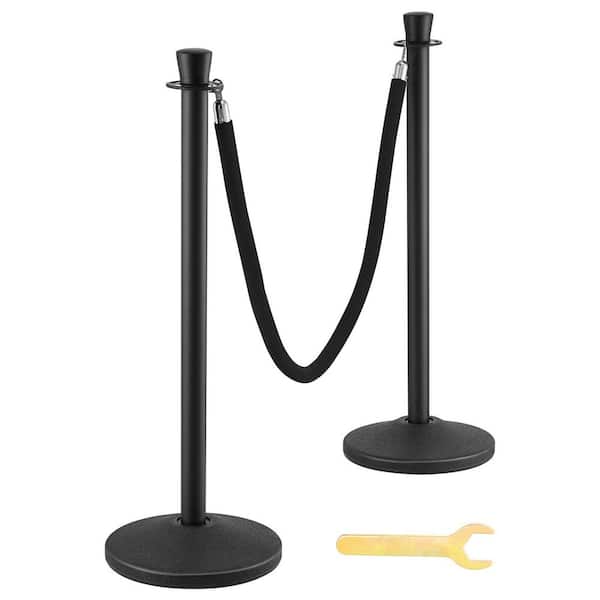 VEVOR Stanchion Post with Velvet Rope, 6-Pack Crowd Control Stanchion with 6-Pieces 5 ft. Black Velvet Ropes, Carbon Steel