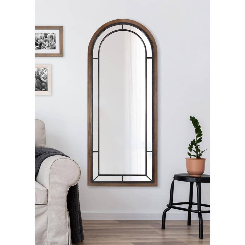 Rustic Brown 53'' Full-Length Arched Wooden Wall Mirror