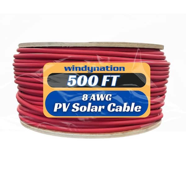 8 AWG Gauge 500 FT Spool Red PV Photovoltaic Solar Extension Cable, Pure Copper, Primary use, PV Solar Wire