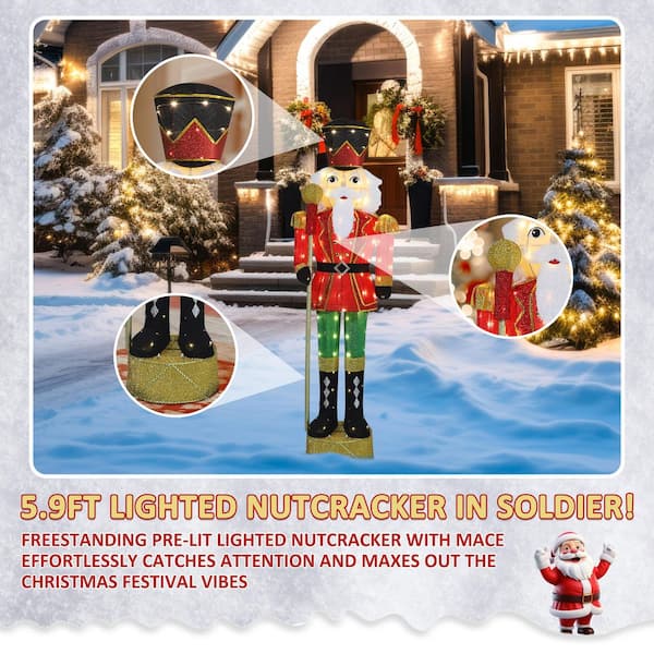 VEIKOUS 5.9 ft. 3D Scepter Nutcracker Outdoor Christmas Holiday