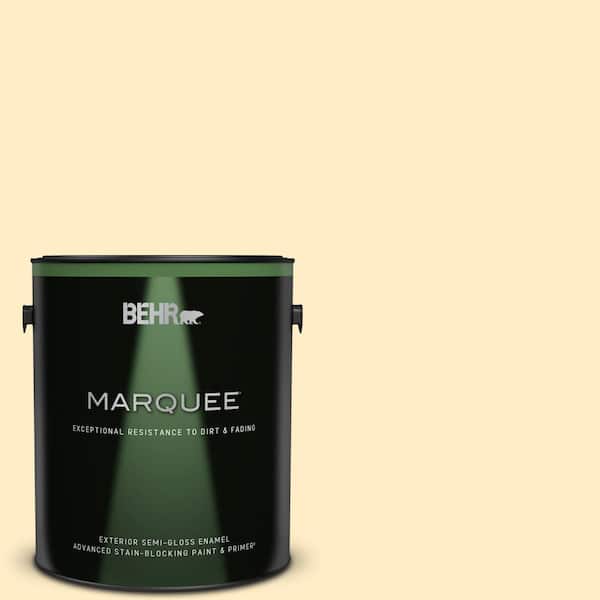 BEHR MARQUEE 1 gal. #330A-2 Frosted Lemon Semi-Gloss Enamel Exterior Paint & Primer