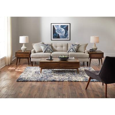 Nordic Blue 2 ft. x 3 ft. Abstract Shag Scatter Area Rug