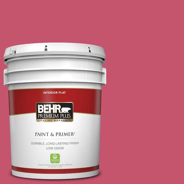 BEHR PREMIUM PLUS 5 gal. #120B-7 Tropical Smoothie Flat Low Odor Interior Paint & Primer