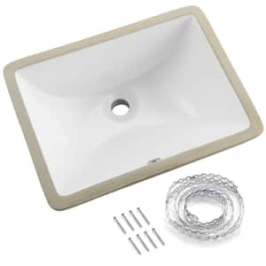 Rectangular 18.3 in. x 13.6 in. Undermount Bathroom Sink in White Ceramic