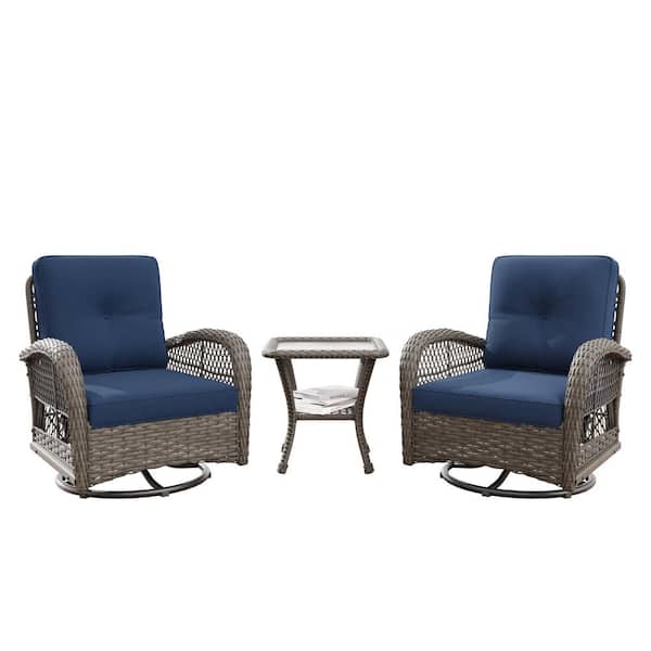 テーブル・チェア・ハンモック A38grateRT 38GT310OD ASINOPLATE JOYSIDE 3-Piece Wicker Outdoor Rocking Chair Patio