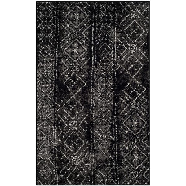 SAFAVIEH Adirondack Black/Silver 3 ft. x 5 ft. Border Striped Area Rug