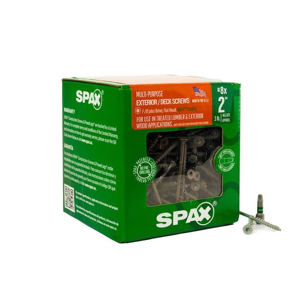 SPAX #8 x 2 in. Exterior Flat Head Deck Wood Screws Construction Torx T-Star Plus (465-Each) 3 lb. Bit Included