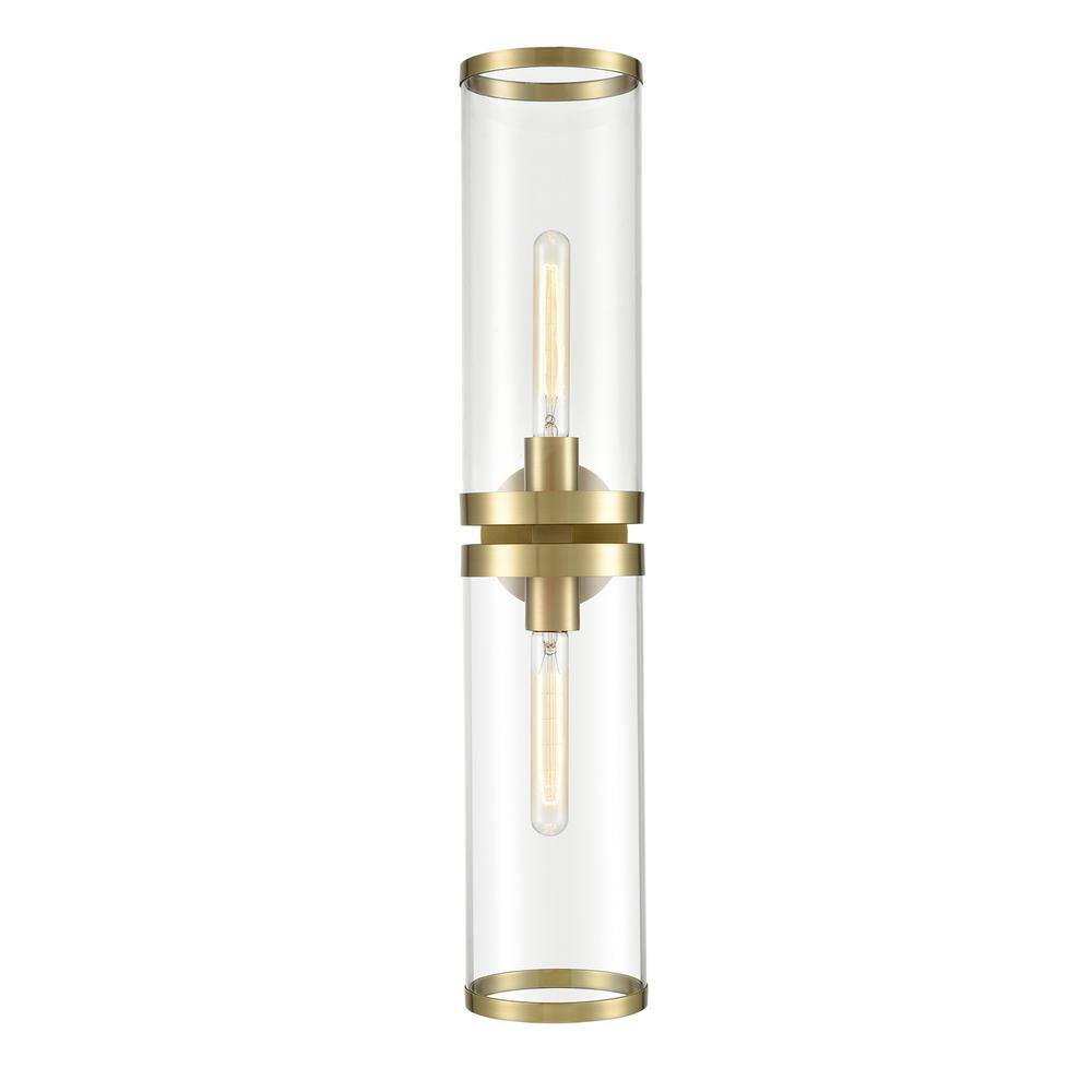 Alora Revolve II 28'' Natural Brass Cylinder Wall Sconce