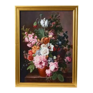 Vintage Reproduction Floral Still Life Print Framed Graphic Home Art Print 26 in. x 20 in.