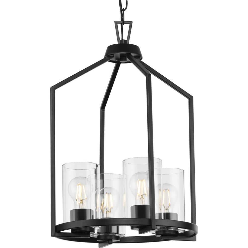 Goodwin Matte Black Glass and Nickel 4-Light Pendant