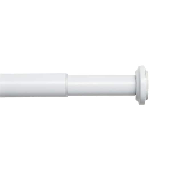 EXCLUSIVE HOME Tension Rod 24 in. - 40 in. Adjustable Length 1 in. Dia Single Curtain Rod in White