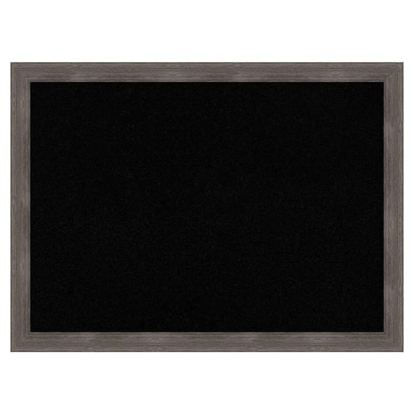 Amanti Art Pinstripe Lead Grey Wood Framed Black Corkboard 31 in. x 23 in. Bulletin Board Memo Board