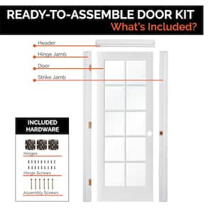 Ready-To-Assemble 24 in. x 80 in. 10-Lite Left-Hand Clear Glass Solid Core MDF Primed Single Prehung Interior Door