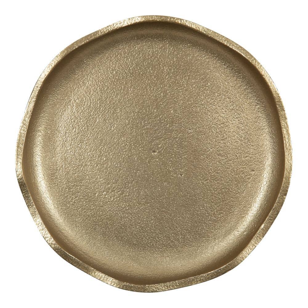 Alessia Gold Aluminum Round Drink Table with Deckled Edge