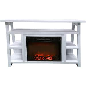 Sawyer 53.1 in. Industrial Freestanding Electric Fireplace in White