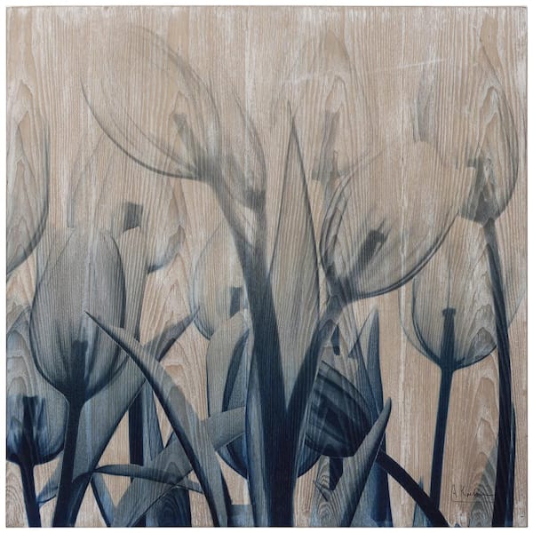Empire Art Direct Blue Tulip X-Ray Photography Giclee Printed on Hand Finished Ash Wood Wall Art