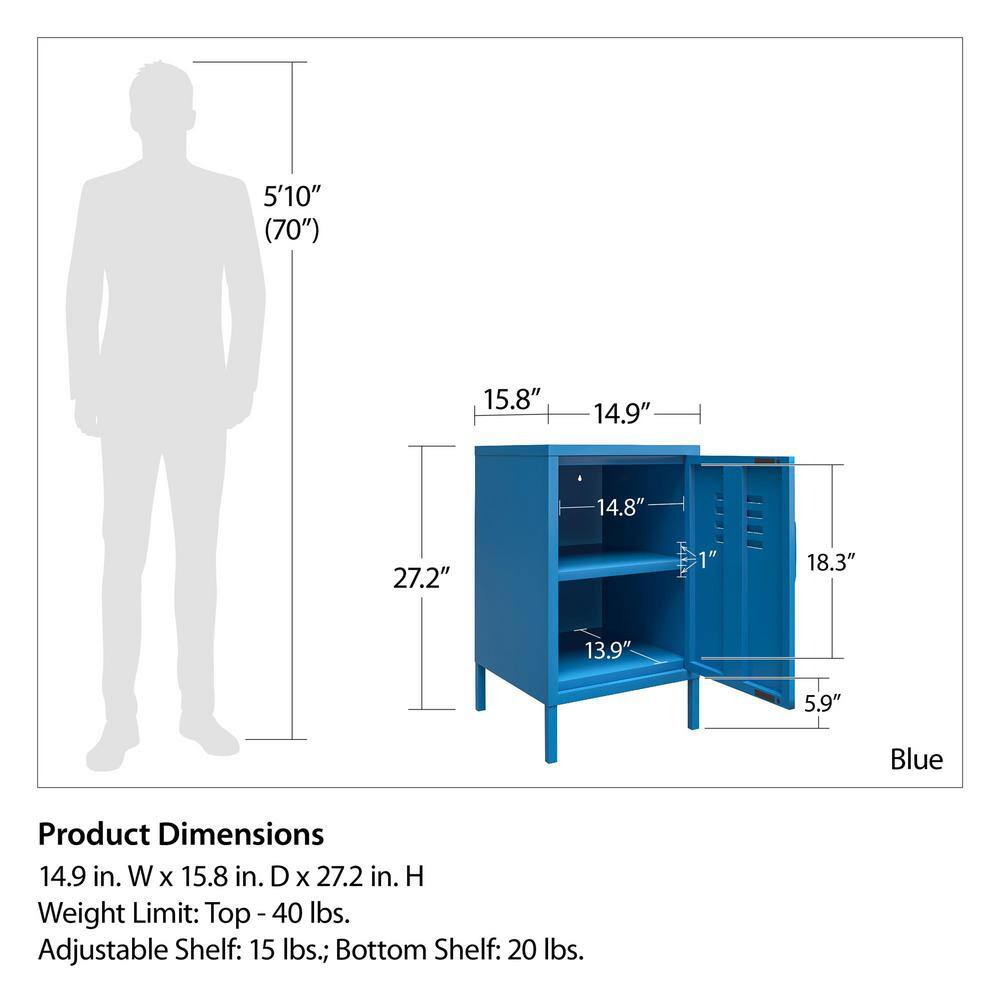 Bright Blue Novogratz Cache Metal Locker End Table with Storage