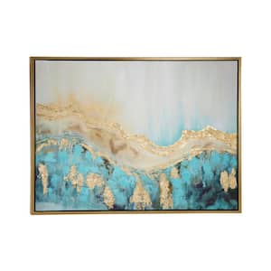 1- Panel Geode Enlarge Slice Framed Wall Art with Gold Frame 36 in. x 48 in.