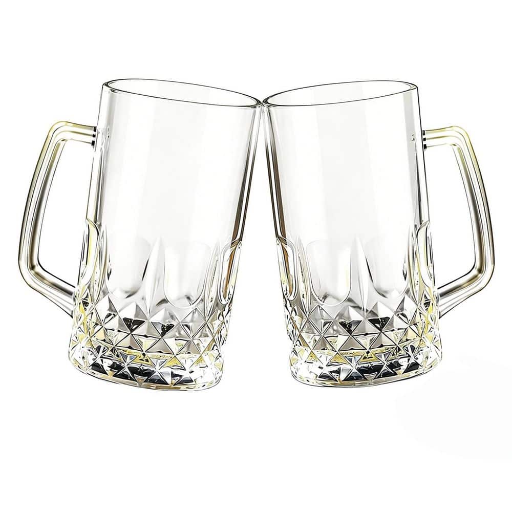 20 oz. Clear Glass German Style Handled Beer Stein Mugs for Bar Home Party BBQ Oktoberfest Drinking (Set of 2) price history on PriceWatchPro