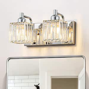 Orillia 18.7 in. 3-Light Chrome Bathroom Vanity Light with Crystal Shades