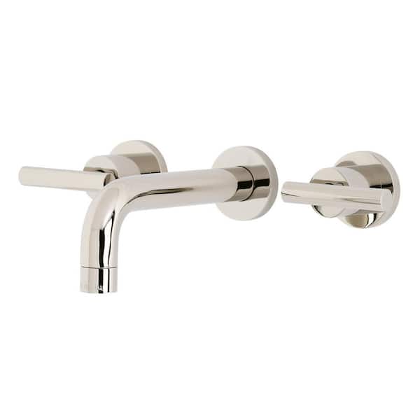 Kingston Brass Manhattan 2-Handle Wall Mount Bathroom Faucet in Polished Nickel