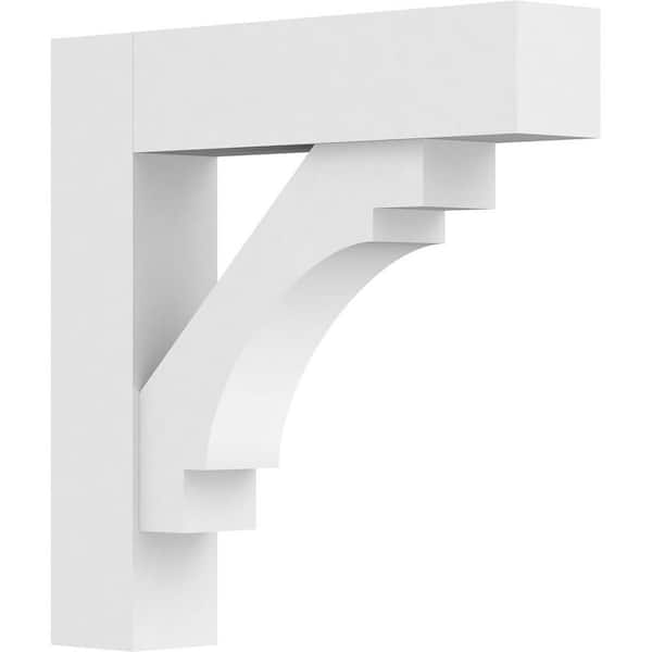 Ekena Millwork 3 in. x 18 in. x 18 in. Merced Bracket with Block Ends, Standard Architectural Grade PVC Bracket
