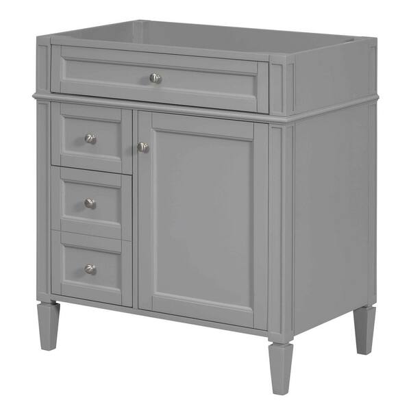 Quintina 29.30 in. W Modern Freestanding Bath Vanity Cabinet without Top in Gray with Door, Tip-out Drawer, 2 Drawers