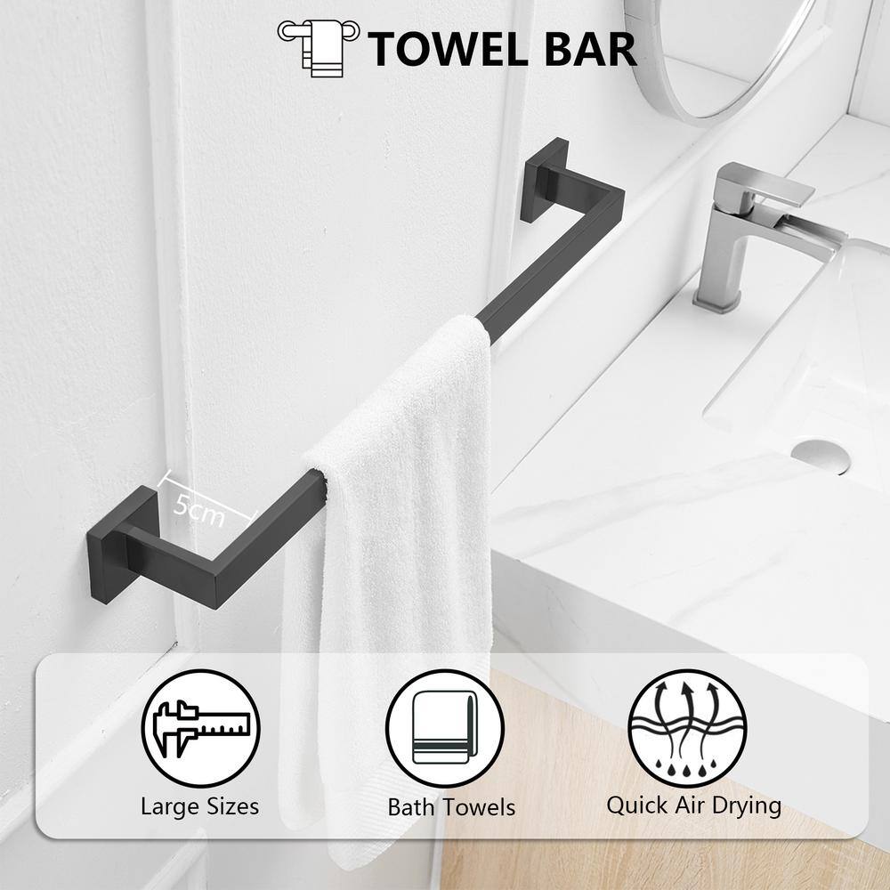 Matte Black Stainless Steel 5-Piece Bathroom Hardware Set