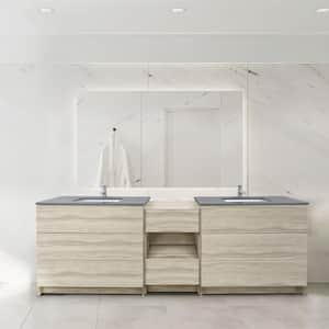 Element Standing 92 in. W x 22 in. D x 35 in. H Bath Vanity in Light Oak with Galaxy Grey Quartz Top