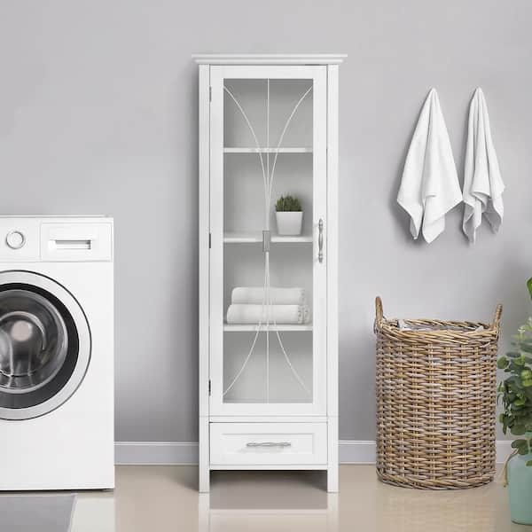 Delaney 17 in. W x 48.5 in. H x 13.5 in. D Freestanding Linen Cabinet, White